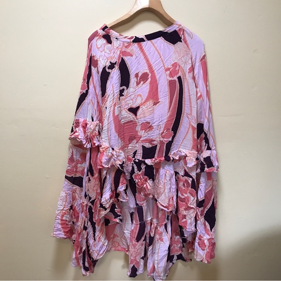 Free People Floral A-Line Skirt - Pink and Cream - Picture 3 of 11